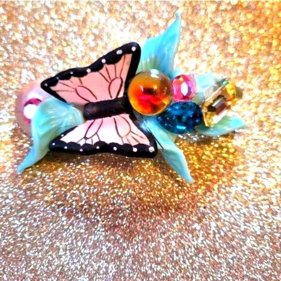 Wendy Gell Barrette Pink Butterfly magic marble